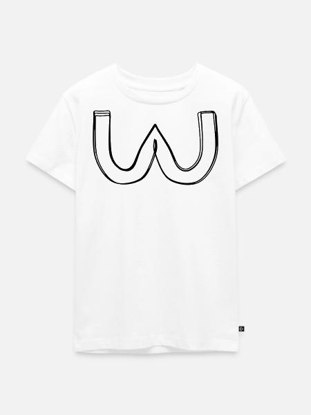 Griechischer Buchstabe Omega handgezeichnet - Kinder Premium Bio T-Shirt - Weiß