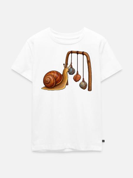 Schnecke mit Kiesel-Mobile - Kinder Premium Bio T-Shirt - Weiß