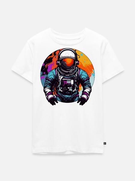Astronaut im Weltall Bunt - Kinder Premium Bio T-Shirt - Weiß