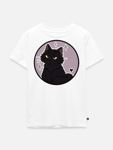 Mitternachtskatze im Sparkle Circle - Kinder Premium Bio T-Shirt - Weiß