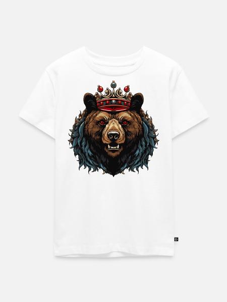 Bär Kopf mit Krone - Kinder Premium Bio T-Shirt - Weiß