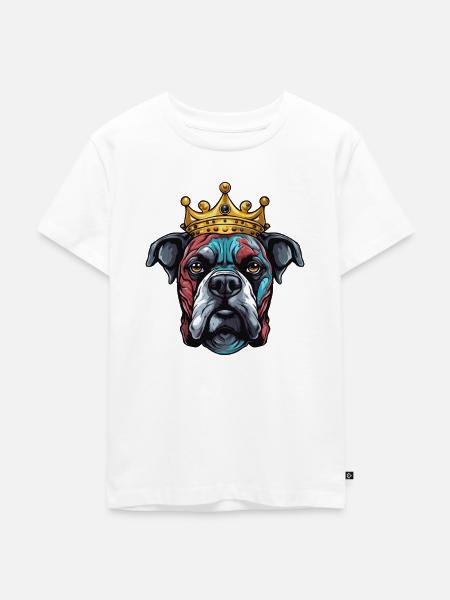 Hund Kopf mit Krone Bunt - Kinder Premium Bio T-Shirt - Weiß