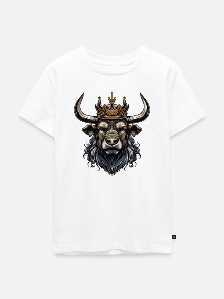 Stier Kopf mit Krone - Kinder Premium Bio T-Shirt - Weiß