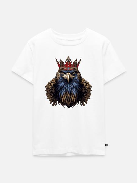 Adler Kopf mit Krone - Kinder Premium Bio T-Shirt - Weiß