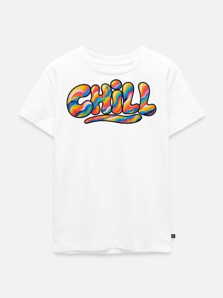 Chill Regenbogen Schriftzug - Kinder Premium Bio T-Shirt - Weiß