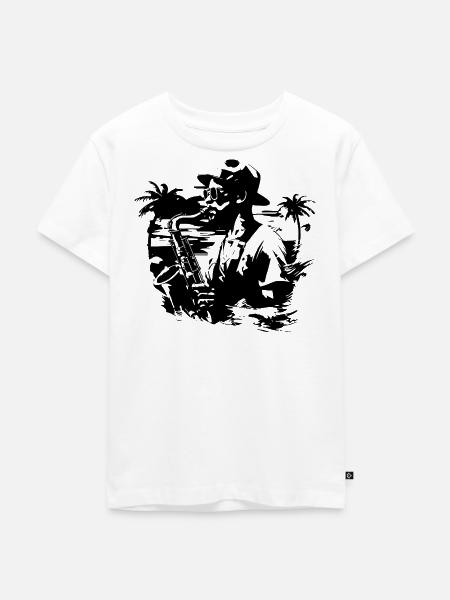 Saxophonist Grafik - Kinder Premium Bio T-Shirt - Weiß