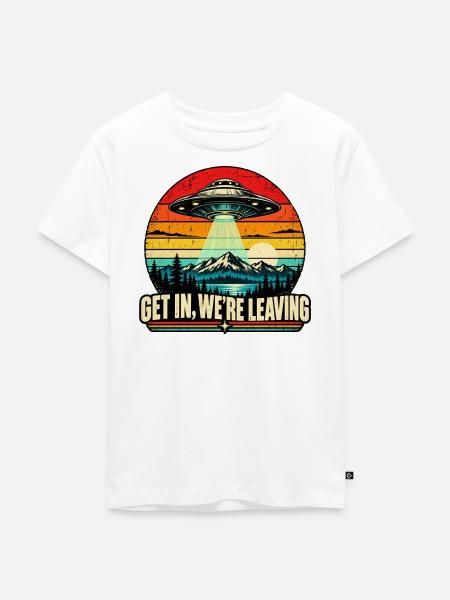 UFO Sunset Retro Tee - Kinder Premium Bio T-Shirt - Weiß