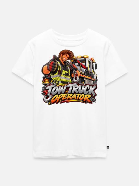 Cartoon-Schleppfahrer - Kinder Premium Bio T-Shirt - Weiß