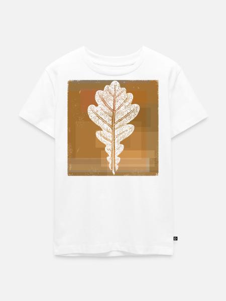 Eichenblatt - Botanisch / Stencil Quadrat Rahmen - Kinder Premium Bio T-Shirt - Weiß