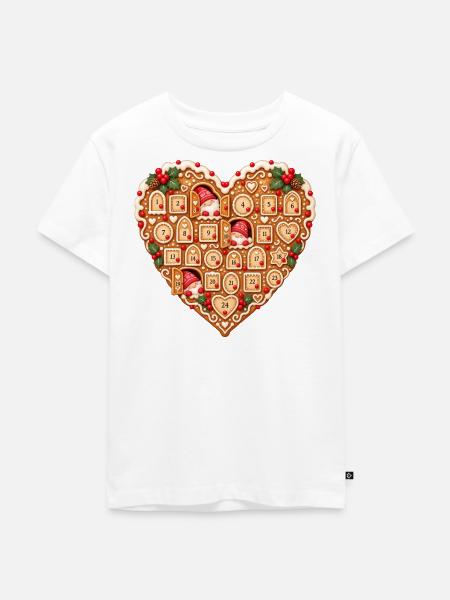 Lebkuchenherz Adventskalender mit Wichteln  - Kinder Premium Bio T-Shirt - Weiß