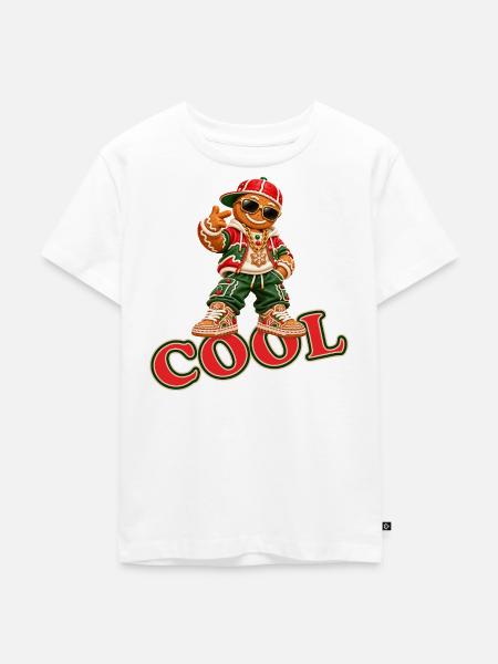 Cooles Lebkuchenmännchen mit COOL-Schriftzug - Kinder Premium Bio T-Shirt - Weiß