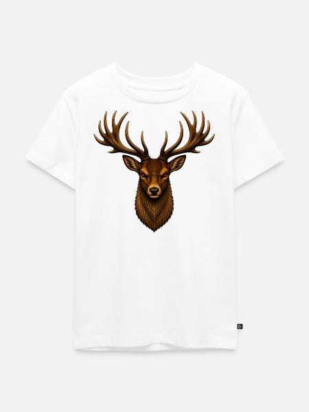 Rothirsch - Kinder Premium Bio T-Shirt - Weiß