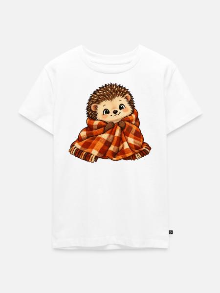 Kuscheliger Igel mit Plaidschal - Kinder Premium Bio T-Shirt - Weiß