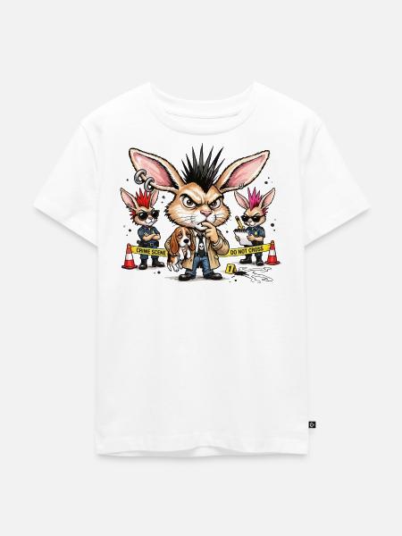 Bunny Punk Ermittler Trio - Kinder Premium Bio T-Shirt - Weiß