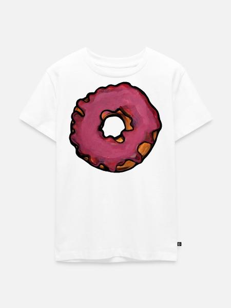 Rosa glasierte Donut-Abstrakte Illustration - Kinder Premium Bio T-Shirt - Weiß