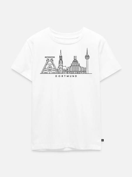Dortmund Skyline – Line Art - Kinder Premium Bio T-Shirt - Weiß