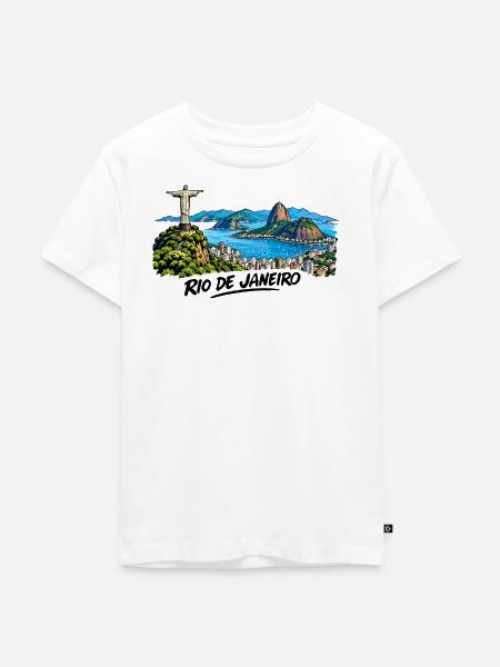 Rio Panorama City - Kinder Premium Bio T-Shirt - Weiß