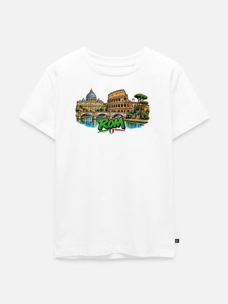 Römische Skyline Neonprint - Kinder Premium Bio T-Shirt - Weiß