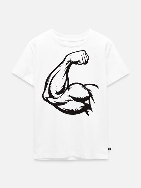 Bizeps Silhouette Gym - Kinder Premium Bio T-Shirt - Weiß