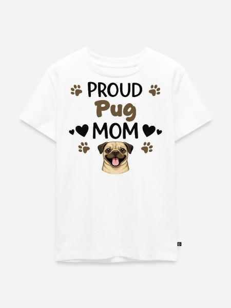 Stolze Puggy Mutter, Mops - Kinder Premium Bio T-Shirt - Weiß