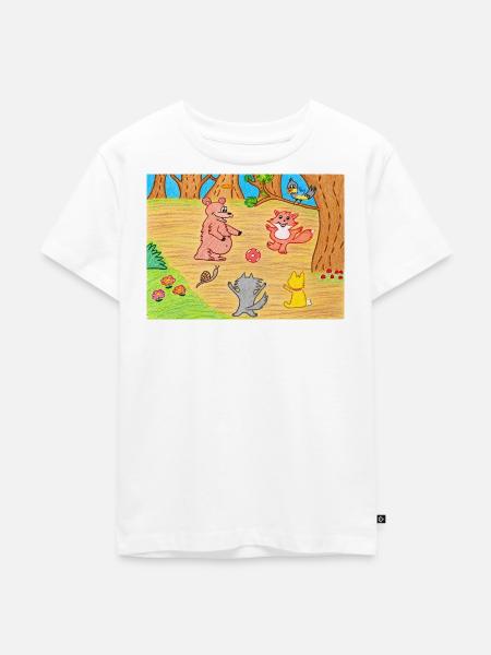 Verspieltes Waldfreunde-Ballspiel - Kinder Premium Bio T-Shirt - Weiß