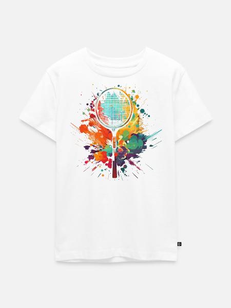 Badmintonschläger Graffiti - Kinder Premium Bio T-Shirt - Weiß