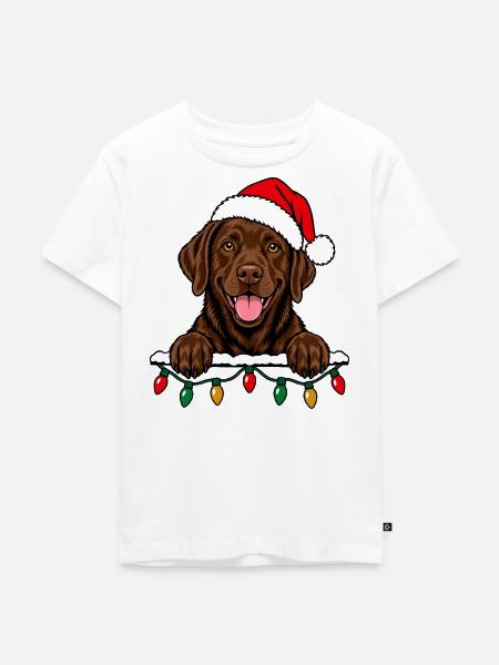 Weihnachten Brauner Labrador - Kinder Premium Bio T-Shirt - Weiß