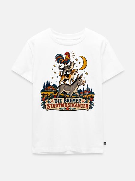 Bremer Stadtmusikanten Stack - Kinder Premium Bio T-Shirt - Weiß