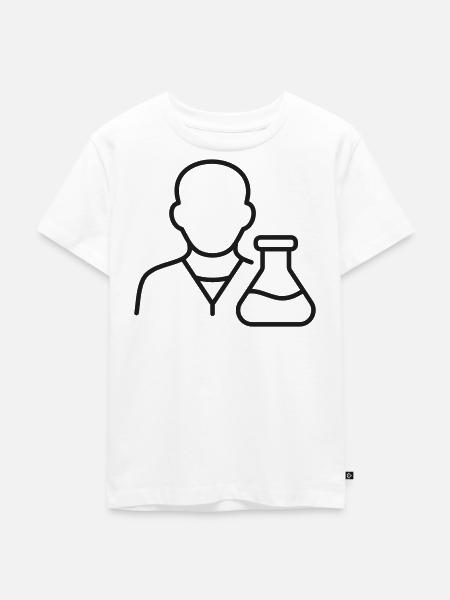 Wissenschaftler mit Laborflaschen-Linien-Symbol - Kinder Premium Bio T-Shirt - Weiß