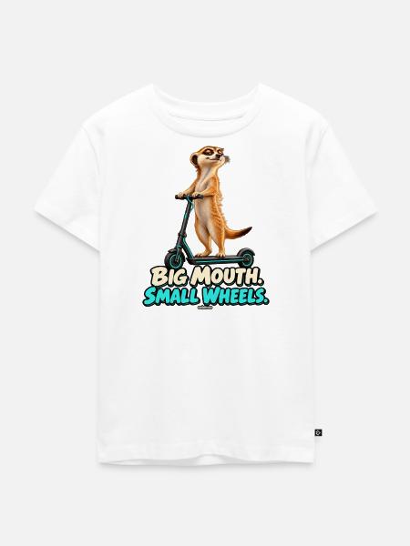 Big Mouth, Small Wheels – Erdmännchen - Kinder Premium Bio T-Shirt - Weiß