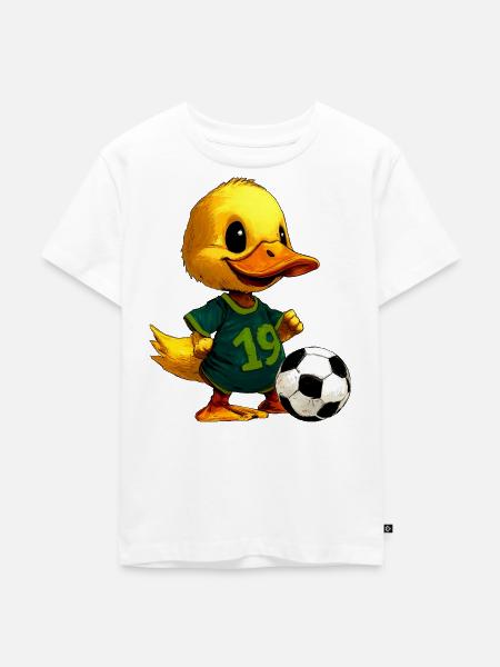 Entchen Fussballer - Kinder Premium Bio T-Shirt - Weiß