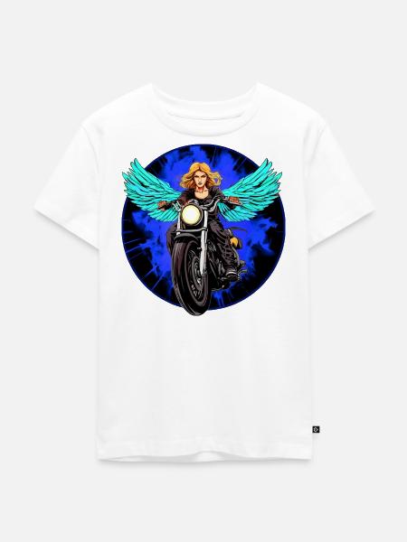 Engel Motorradfahrer - Kinder Premium Bio T-Shirt - Weiß
