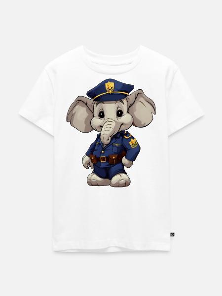 Polizist Elefant - Kinder Premium Bio T-Shirt - Weiß