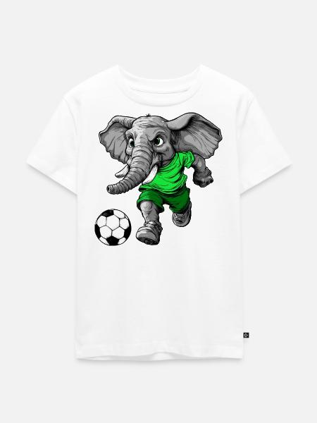 Fussballer Elefant - Kinder Premium Bio T-Shirt - Weiß
