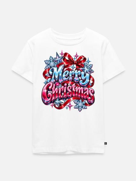 Merry Christmas Glitzer  - Kinder Premium Bio T-Shirt - Weiß
