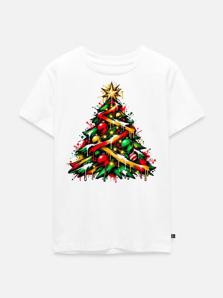 Weihnachtsbaum im Graffiti-Look - Kinder Premium Bio T-Shirt - Weiß