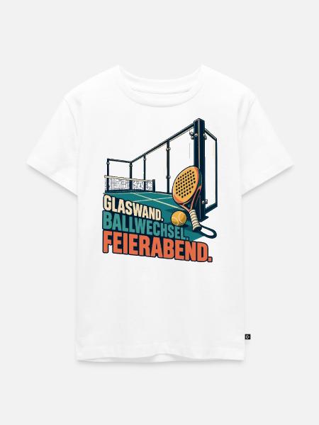 Feierabend Paddel-Tennis Glaswand - Kinder Premium Bio T-Shirt - Weiß