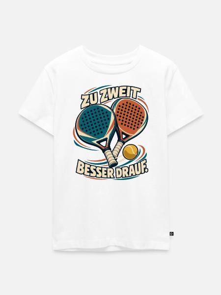 PADEL - Zu Zweit Besser Drauf - Kinder Premium Bio T-Shirt - Weiß
