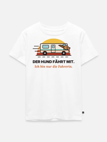 Hund fährt mit: Fahrerin Humor - Kinder Premium Bio T-Shirt - Weiß