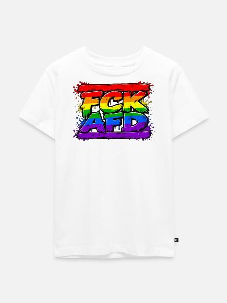 Regenbogen Graffiti AFD Widerstand - Kinder Premium Bio T-Shirt - Weiß
