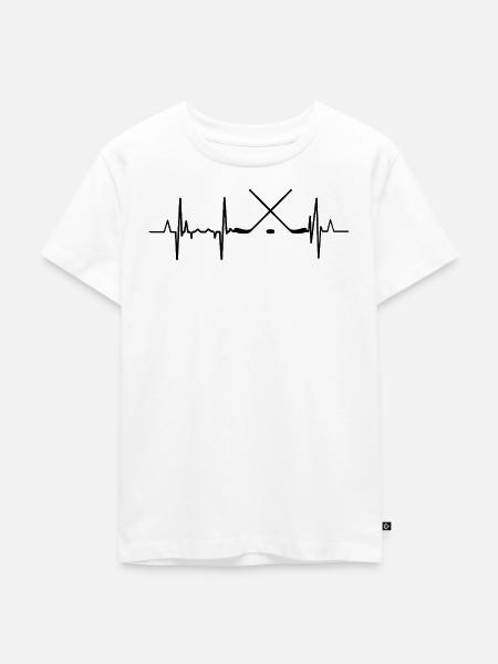 Herzschlag Eishockey - Kinder Premium Bio T-Shirt - Weiß
