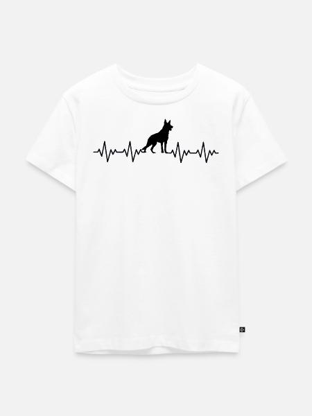 Deutscher Schäferhund EKG Herzschlag - Kinder Premium Bio T-Shirt - Weiß