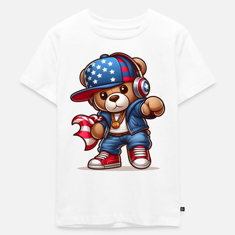 Cooler Teddybär v2 - Kinder Premium Bio T-Shirt - Weiß