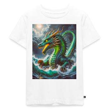Ryujin Majestätischer Seedrachengott, der sich aus Turbulen erhebt - Kinder Premium Bio T-Shirt - Weiß - Vorne - Hailey (125cm)