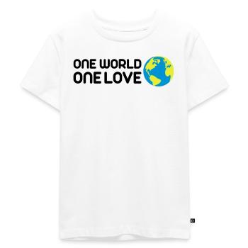 One World One Love - Kinder Premium Bio T-Shirt - Weiß - Vorne - Hailey (125cm)