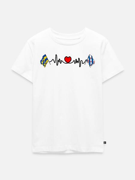 Ameland & Friesland Herzschlag - Kinder Premium Bio T-Shirt - Weiß