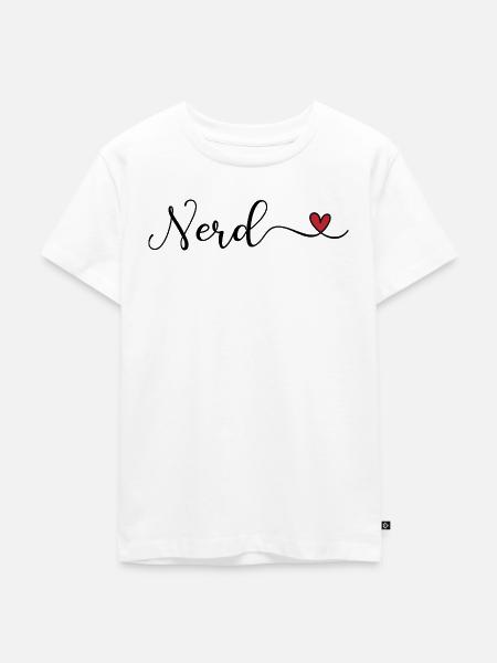 Nerd Schriftzug mit Herz - Kinder Premium Bio T-Shirt - Weiß