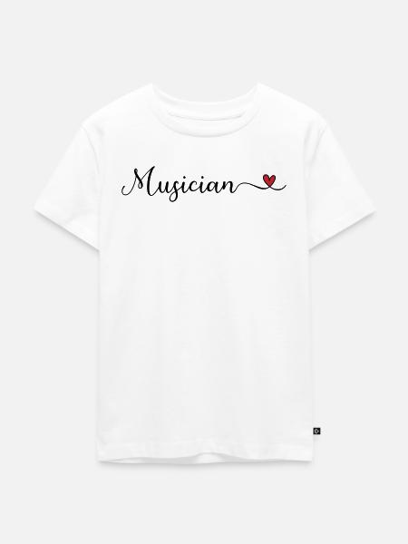 Musikerherz-Typografie - Kinder Premium Bio T-Shirt - Weiß