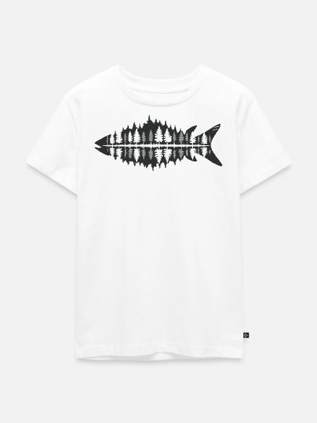 Fischer Natur Fischwald Minimalistisch - Kinder Premium Bio T-Shirt - Weiß