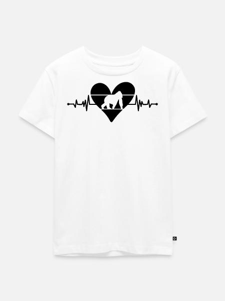 Affe Herzschlag Herz - Kinder Premium Bio T-Shirt - Weiß